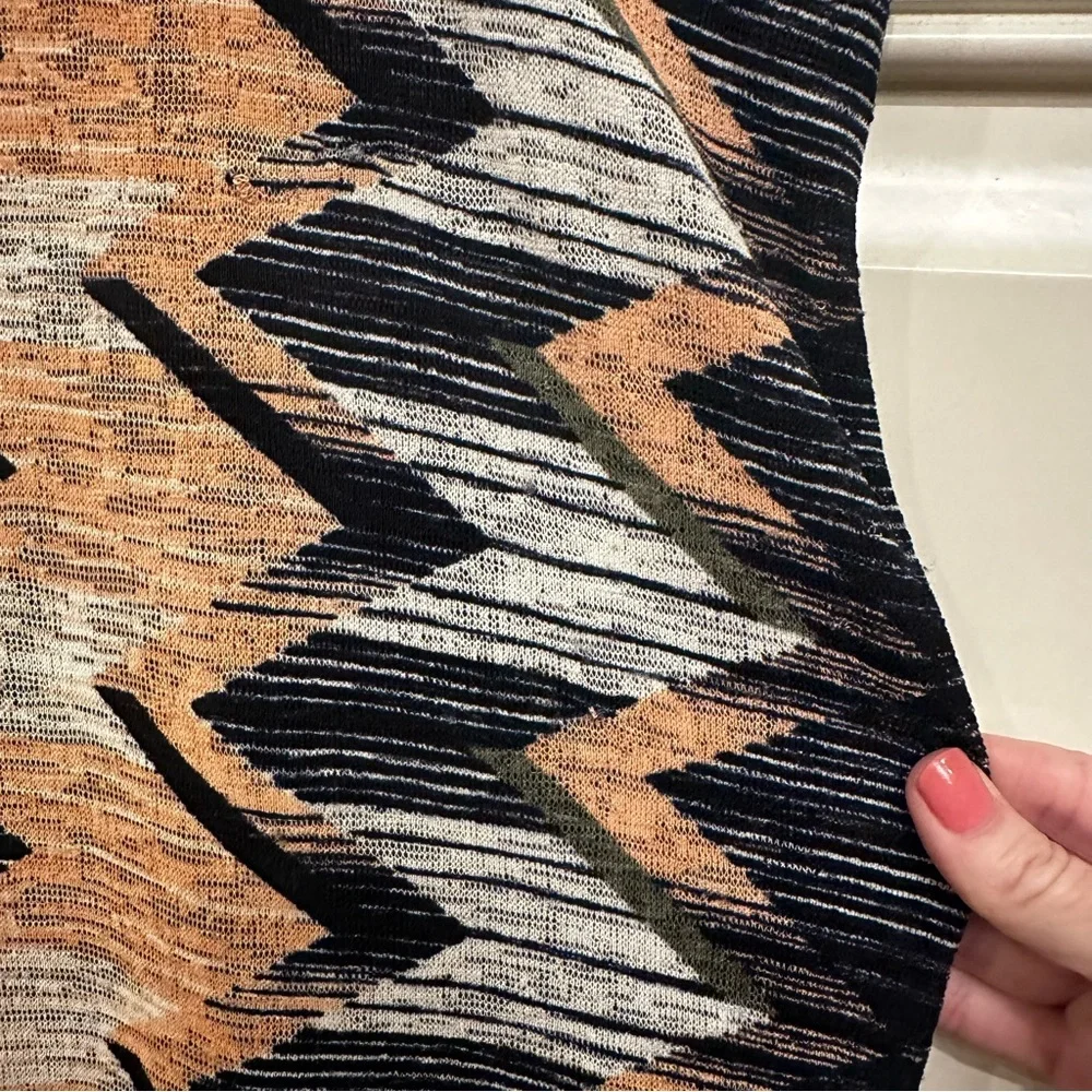 Anthropologie Maeve Plata‎ Chevron Women’s Stretch Midi Skirt Faux Wrap Large